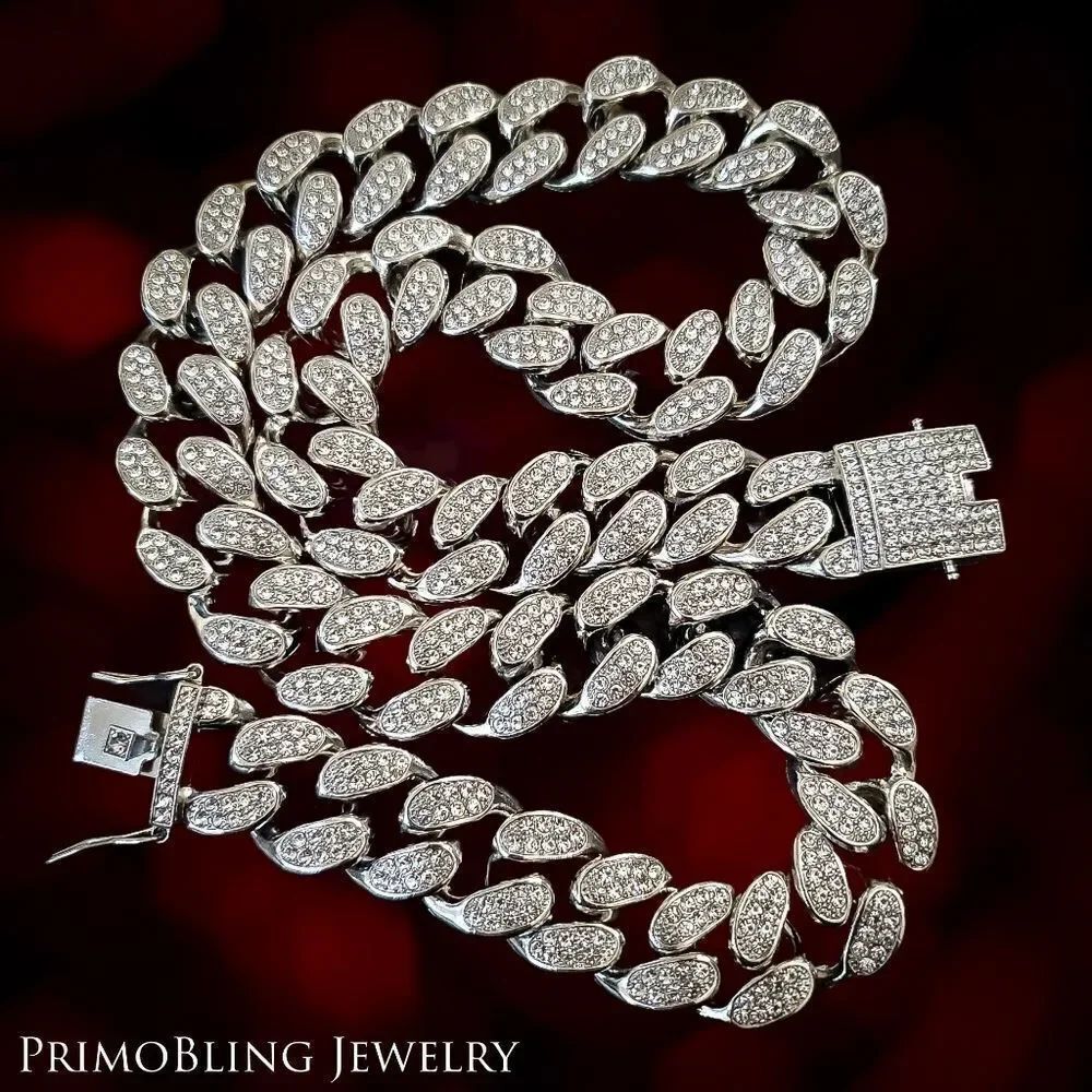 20mm Iced Out Hip Hop Cuban Chain - Picture 2 of 3